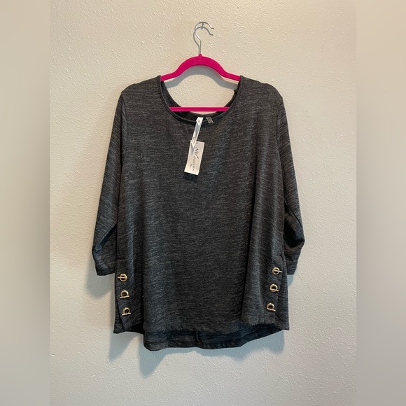 2X NY Collection Women’s Gray Long Sleeve Blouse New With Tags - Picture 7 of 12
